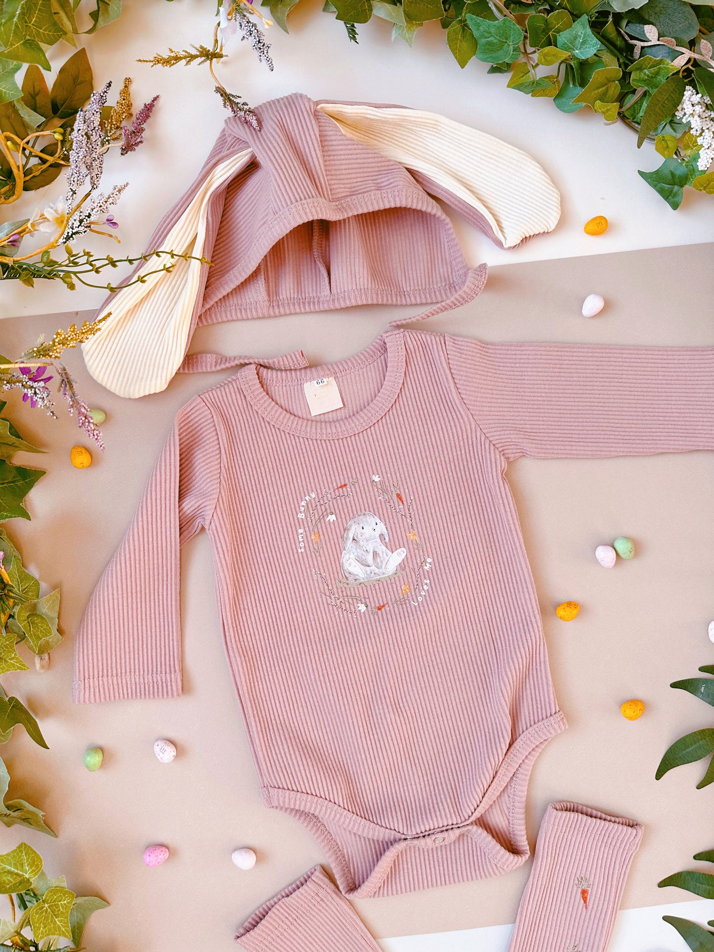 Bunny Outfit Set - Dusty Pink