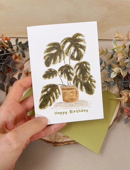 Monstera Plant Birthday Card