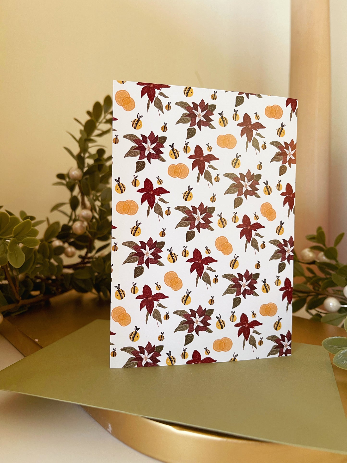 Card Pack - Bee Poinsettia Christmas