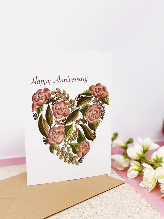 floral pink heart card