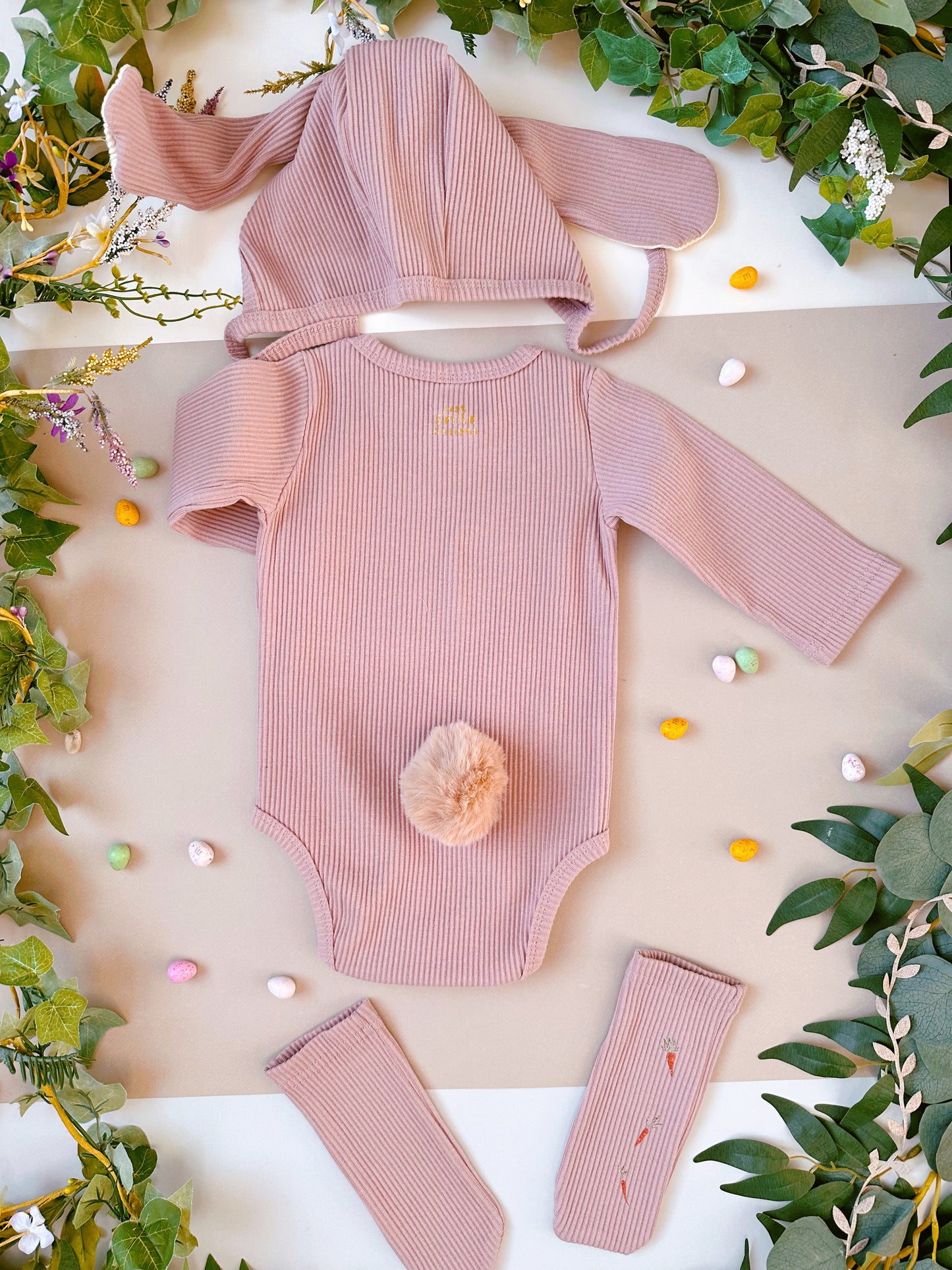 Bunny Outfit Set - Dusty Pink