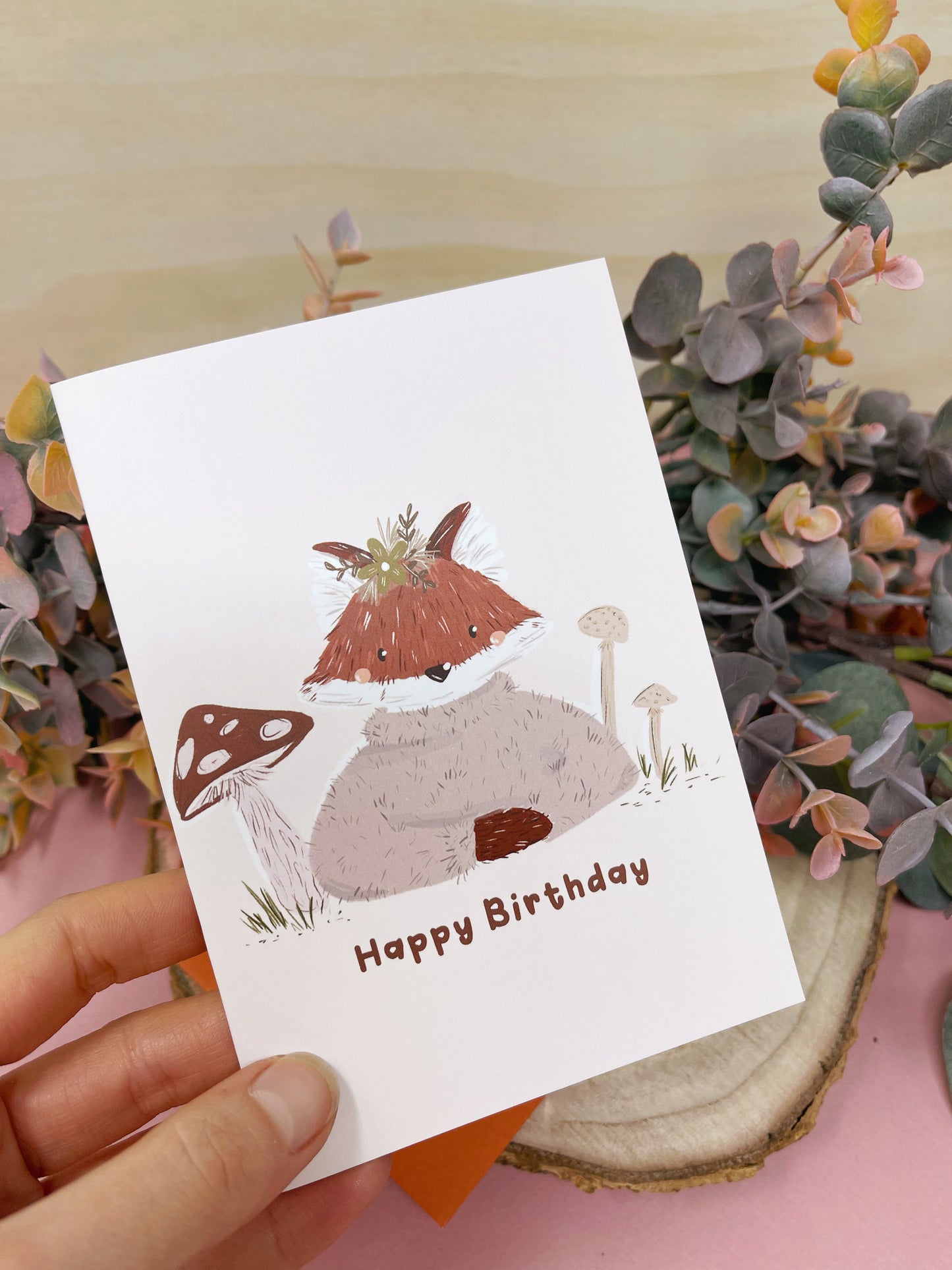 Fox Mushroom Birthday Card