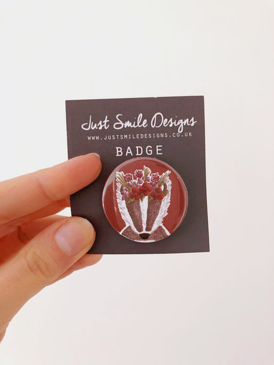 Floral Badger Badge